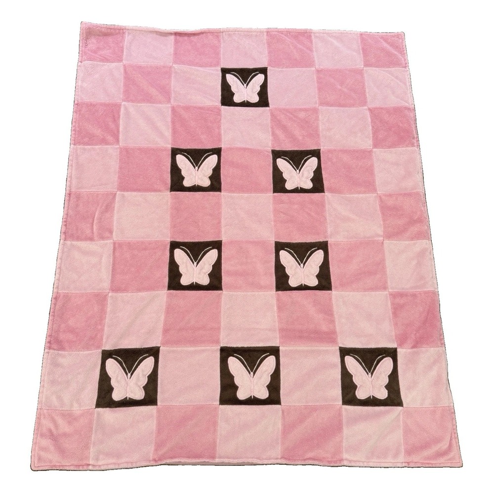 Amy Coe Limited Ed Pink Brown Butterfly Mod Garden Baby Security Blanket